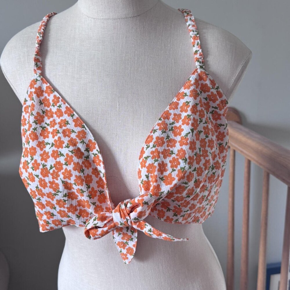 ASOS DESIGN Nordstroms tie front orange floral sexy beach summer top NEW
